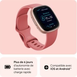 Fitbit Versa 4 affichant le suivi du sommeil et les minutes en zone d’activité.