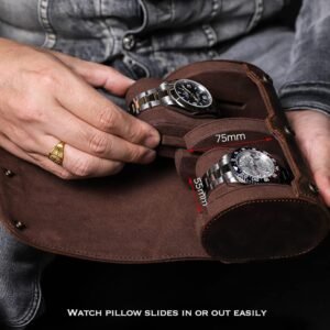 Boîte à montre de voyage pour 2 montres en cuir avec protection renforcée