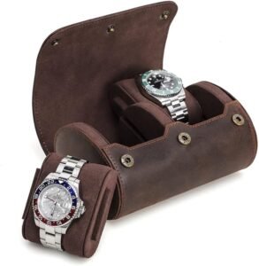Boîte à montre de voyage pour 2 montres en cuir avec protection renforcée 2