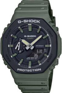 Montre G-Shock homme verte cadran noir design sportif étanche 200 mètres