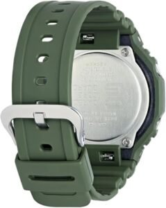 Montre G-Shock homme bracelet vert résine avec fond de boîtier en acier inoxydable et boucle ardillon