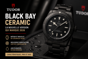 Tudor Black Bay Ceramic montre en céramique noire avec lunette plongeuse et mouvement manufacture illustrant la nouvelle version moderne de la gamme Black Bay