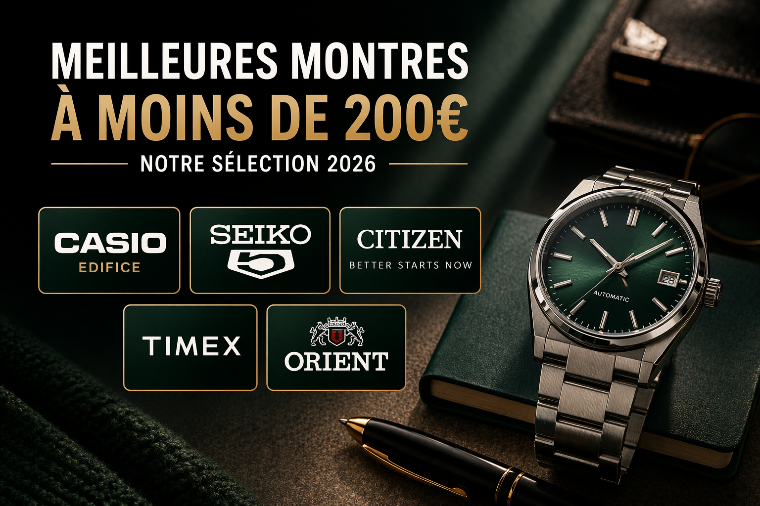 montre moins de 200€ sélection des meilleures marques abordables en 2026 avec modèles automatiques et quartz au bon rapport qualité prix