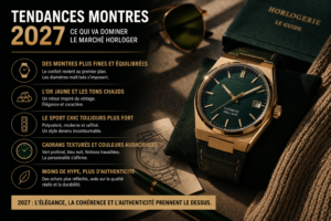 tendances montres 2027 montre sport chic en or jaune avec cadran vert illustrant les nouvelles orientations du marché horloger et l’évolution du style horloger moderne